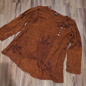 Rustic Brown Floral Women's Tunic